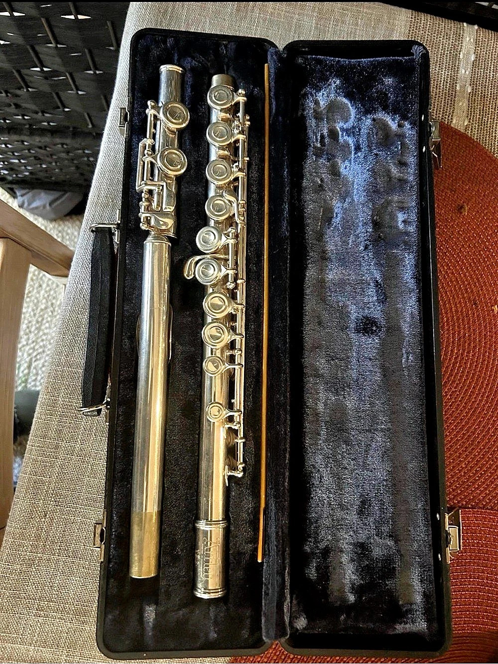 Vintage Artley 18-0 Student Flute Silver Plated Hard Case Cleaning Rod FLAW